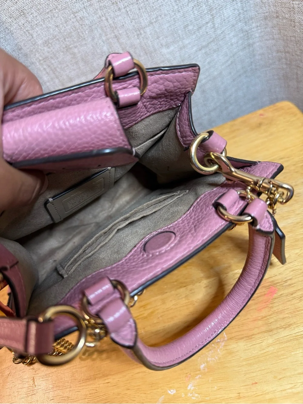 Coach Cream and Pink Floral Mini Crossbody Satchel